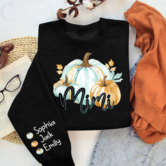 Lofaris Mimi Pumpkin And Grandkids Custom Grandma Sweatshirt