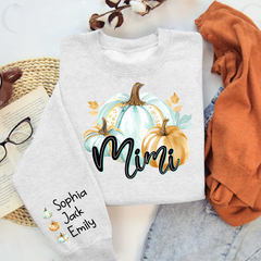 Lofaris Mimi Pumpkin And Grandkids Custom Grandma Sweatshirt