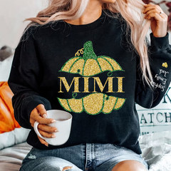 Lofaris Mimi Pumpkin Glitter Yellow Green Autumn Sweatshirt