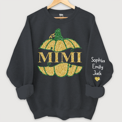 Lofaris Mimi Pumpkin Glitter Yellow Green Autumn Sweatshirt