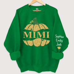 Lofaris Mimi Pumpkin Glitter Yellow Green Autumn Sweatshirt