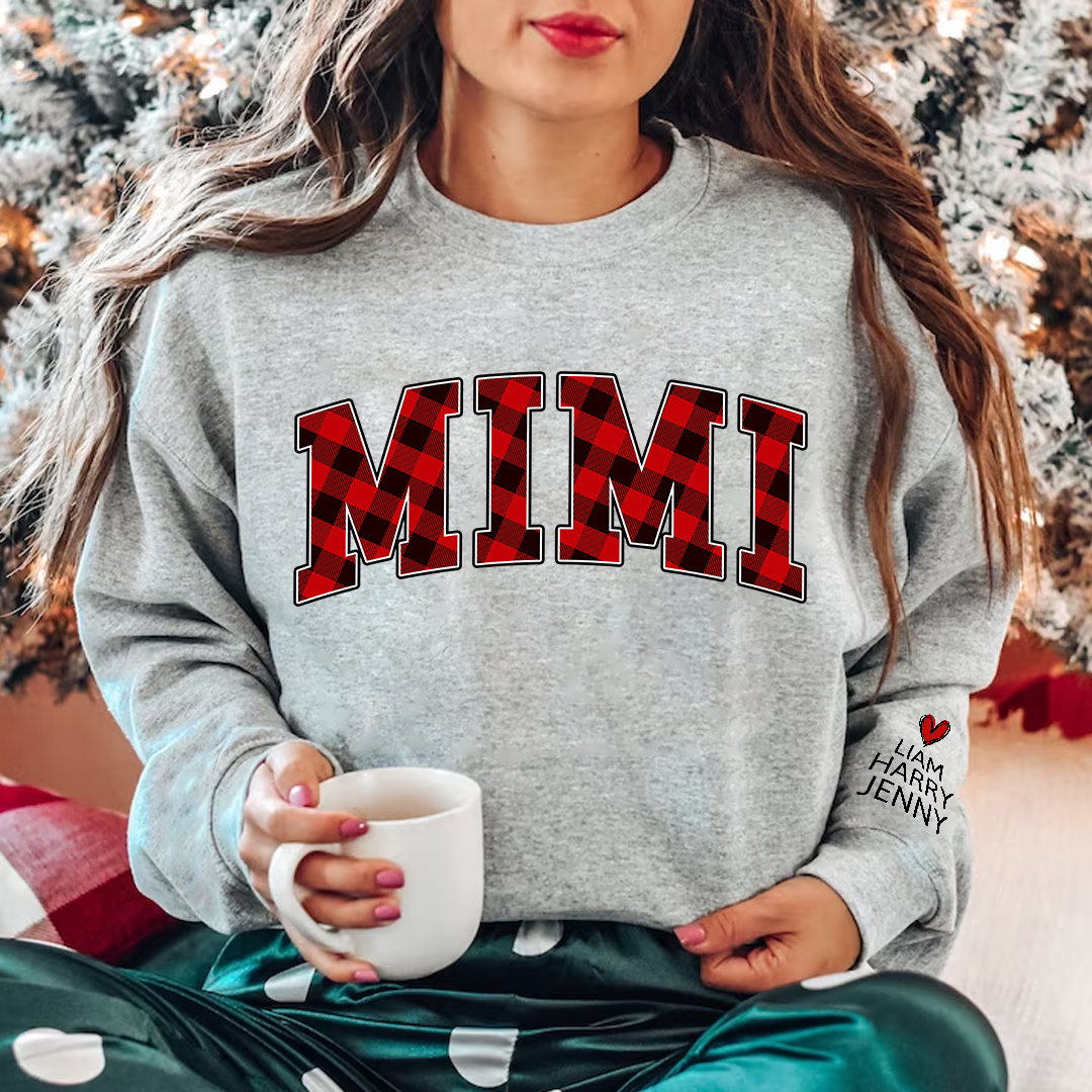 Lofaris Mimi Red Black Plaid Christmas Custom Sweatshirt