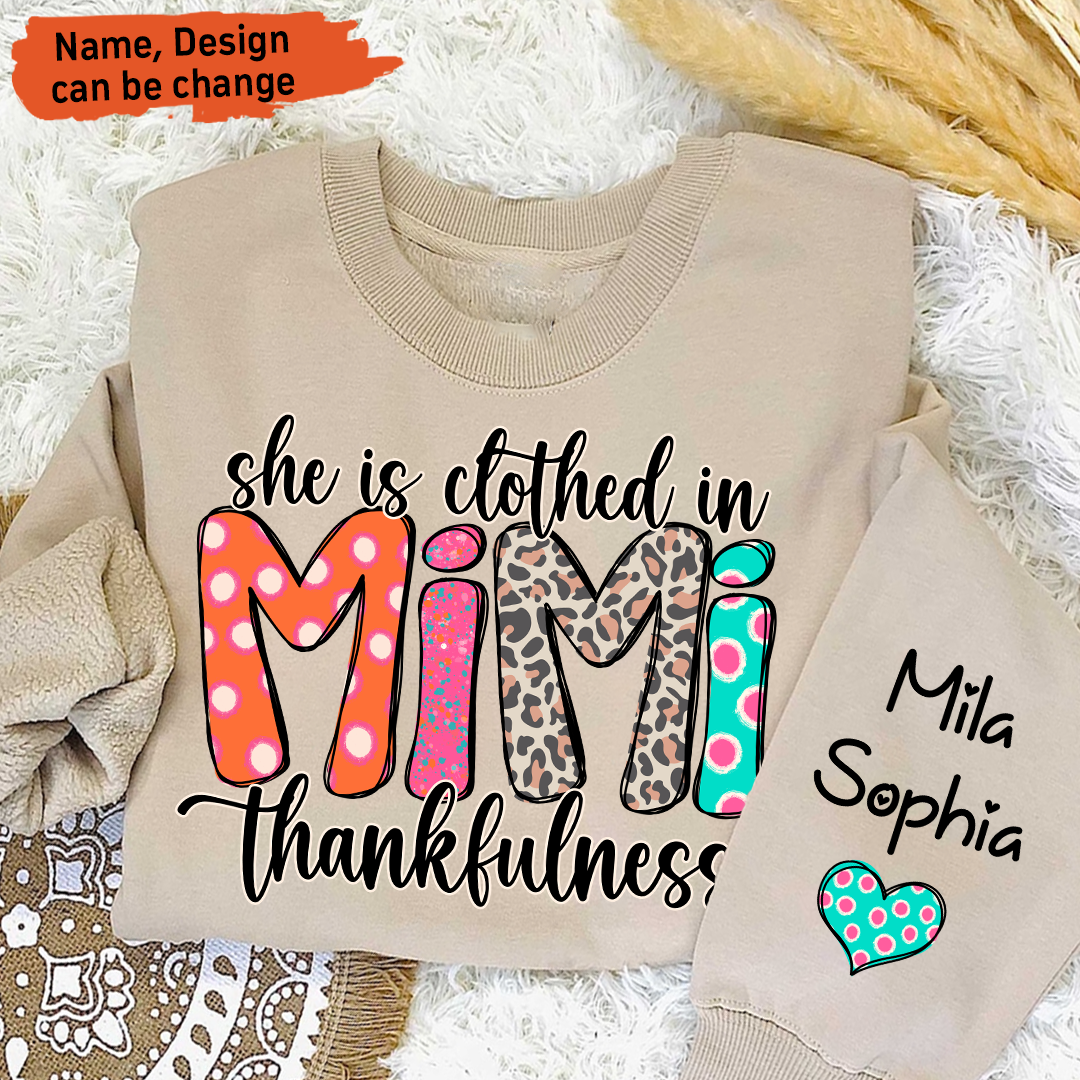 Lofaris Personalized Dots Mimi Thankfulness Kids Sweatshirt