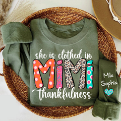 Lofaris Personalized Dots Mimi Thankfulness Kids Sweatshirt