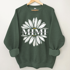 Lofaris Custom Mimi White Daisy Flower Grandkid Sweatshirt