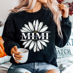 Lofaris Custom Mimi White Daisy Flower Grandkid Sweatshirt