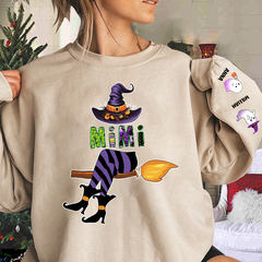 Lofaris Personalized Mimi Witch Shirt Custom with Grandkids Names Fall Halloween Sweatshirt 5