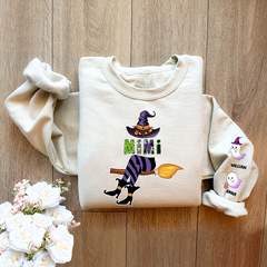 Lofaris Personalized Mimi Witch Shirt Custom with Grandkids Names Fall Halloween Sweatshirt 5