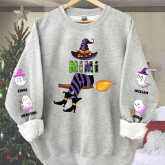 Lofaris Personalized Mimi Witch Shirt Custom with Grandkids Names Fall Halloween Sweatshirt 5