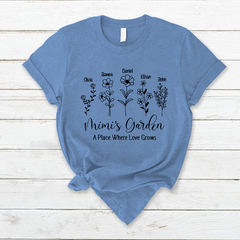 Lofaris Mimis Garden Flower Grandkids Mothers Day T-Shirt