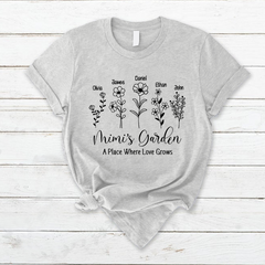 Lofaris Mimis Garden Flower Grandkids Mothers Day T-Shirt