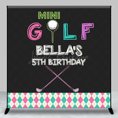 Lofaris Mini Golf Black Custom Name 5th Birthday Backdrop