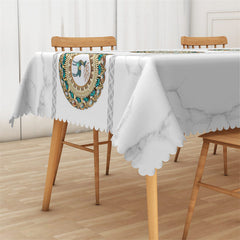 Lofaris Minority Garland White Marble Texture Tablecloth