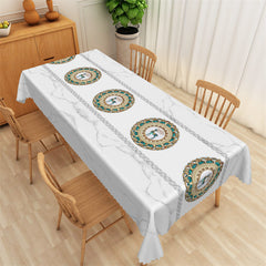 Lofaris Minority Garland White Marble Texture Tablecloth