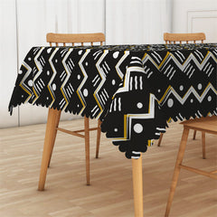 Lofaris Minority Geometric Wavy Stripes Black Tablecloth