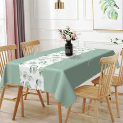 Lofaris Mint Green Elegant Spring Leaves Rectangle Tablecloth