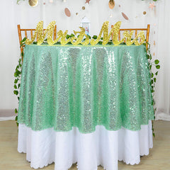 Lofaris Mint Green Glitter Sequin Banquet Round Table Cover