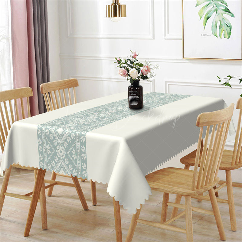 Lofaris Mint Green Traditional Pattern Rectangle Tablecloth