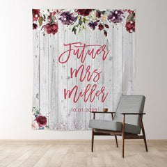 Lofaris Miss To Mrs Floral Stripe Wooden Backdrop For Wedding