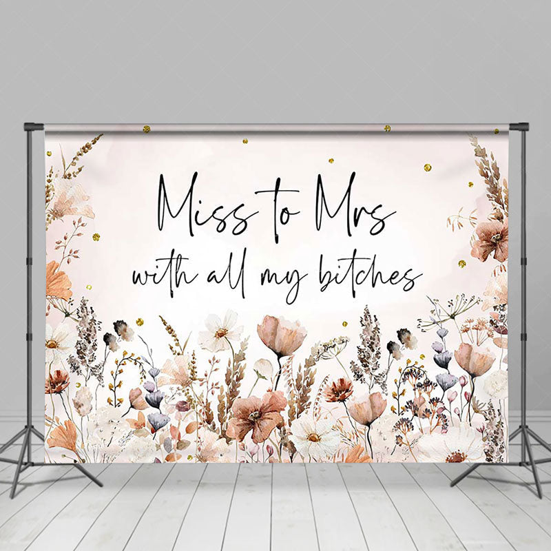 Lofaris Miss To Mrs Pink Floral Spring Bridal Shower Backdrop