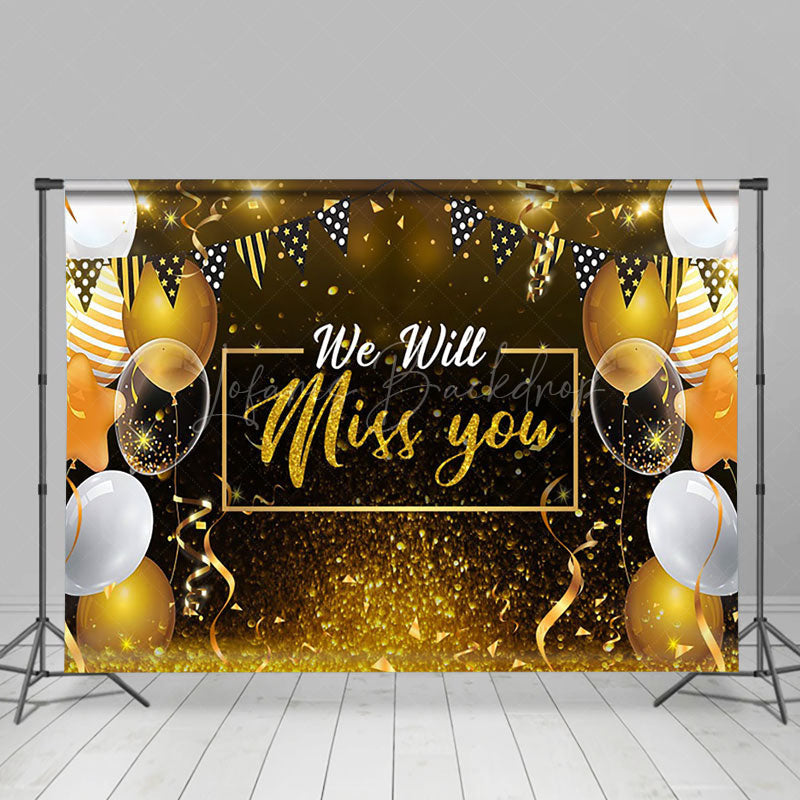 Lofaris Miss You Glitter Balloons Ribbon Retirement Backdrop