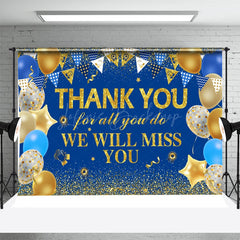 Lofaris Miss You Golden Blue Balloon Flag Thank Backdrop