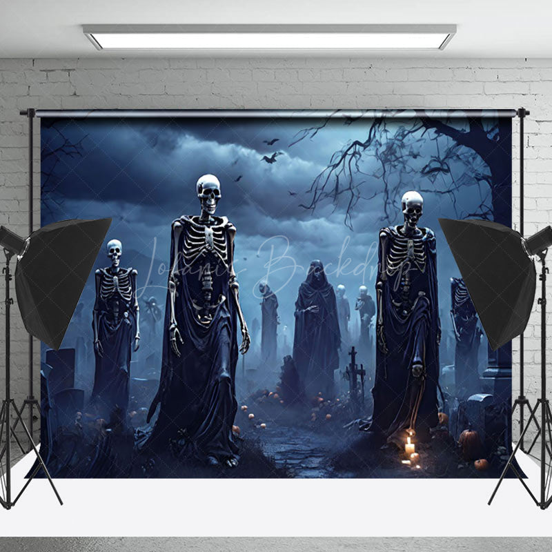 Lofaris Misty Night Skeleton Ghastly Halloween Backdrop