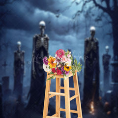 Lofaris Misty Night Skeleton Ghastly Halloween Backdrop