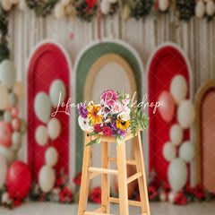 Lofaris Modern Arch Balloons Floral Wedding Photo Backdrop