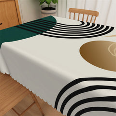 Lofaris Modern Art Arch Line Abstract Pattern Beige Tablecloth