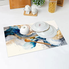 Lofaris Modern Artistic Blue Black Golden Set Of 4 Placemats