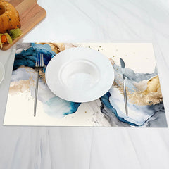 Lofaris Modern Artistic Blue Black Golden Set Of 4 Placemats