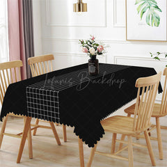 Lofaris Modern Black Checkered Lines Rectangle Tablecloth