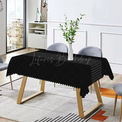 Lofaris Modern Black Checkered Lines Rectangle Tablecloth