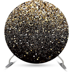 Lofaris Modern Black Gold Bokeh Round Birthday Backdrop