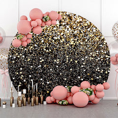 Lofaris Modern Black Gold Bokeh Round Birthday Backdrop