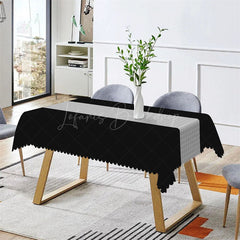 Lofaris Modern Black Grey Plaid Lines Rectangle Tablecloth