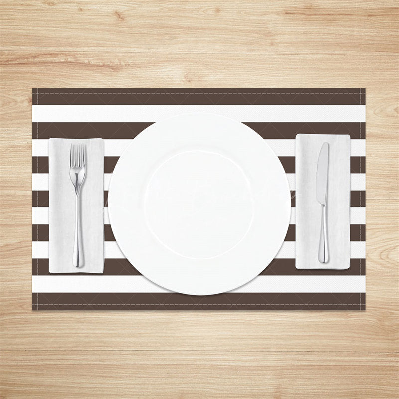 Lofaris Modern Brown White Stripe Dining Set Of 4 Placemats