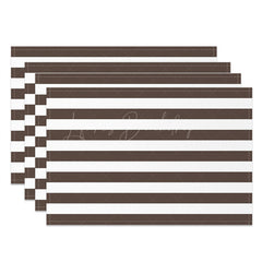 Lofaris Modern Brown White Stripe Dining Set Of 4 Placemats