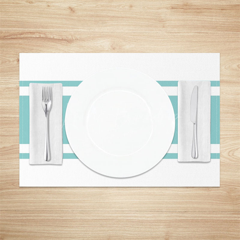 Lofaris Modern Cyan Stripe Simple Dining Set Of 4 Placemats