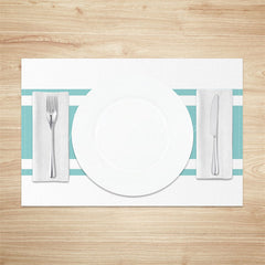 Lofaris Modern Cyan Stripe Simple Dining Set Of 4 Placemats