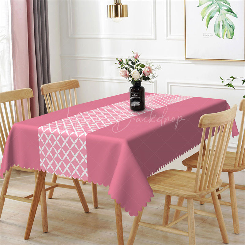 Lofaris Modern Dark Pink Argyle Pattern Rectangle Tablecloth