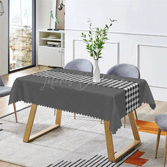 Lofaris Modern Gingham Grey Rectangle Tablecloth For Picnic