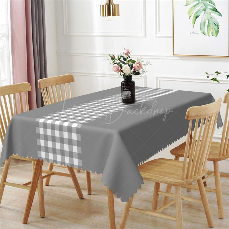 Lofaris Modern Gingham Indoor Black Rectangle Tablecloth