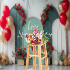 Lofaris Modern Green White Balloons Love Wedding Backdrop