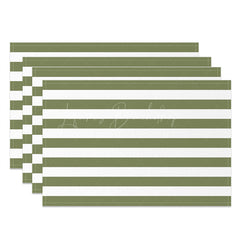 Lofaris Modern Green White Stripe Dining Set Of 4 Placemats