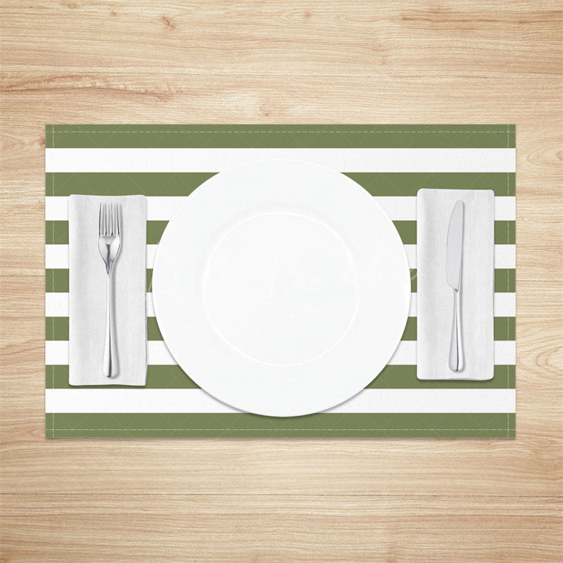 Lofaris Modern Green White Stripe Dining Set Of 4 Placemats