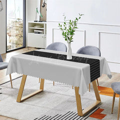 Lofaris Modern Grey Black Checkered Rectangle Tablecloth