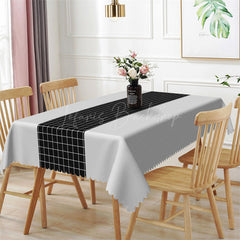 Lofaris Modern Grey Black Checkered Rectangle Tablecloth