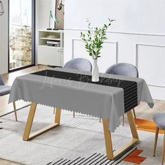 Lofaris Modern Grey Black Plaid Lines Rectangle Tablecloth